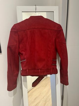 Cazadora Biker Zara Roja Talla XS