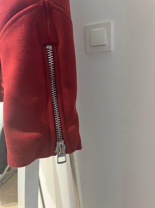 Cazadora Biker Zara Roja Talla XS