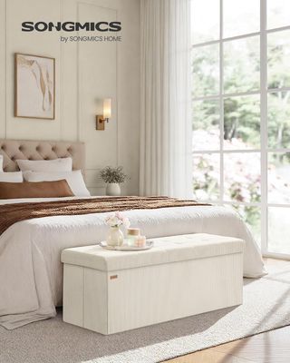 Puff Baúl Almacenaje 110cm 300kg SONGMICS LSF604W01