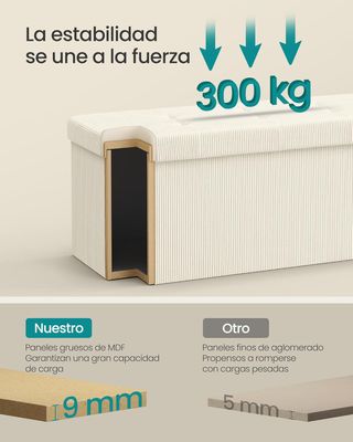 Puff Baúl Almacenaje 110cm 300kg SONGMICS LSF604W01