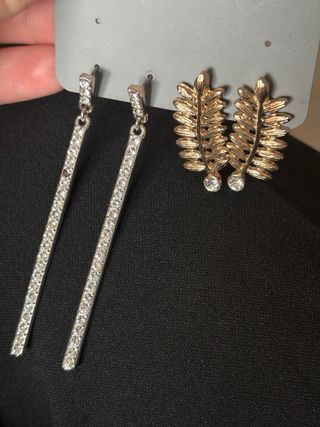 Pendientes dorados hoja con circonita - Parfois