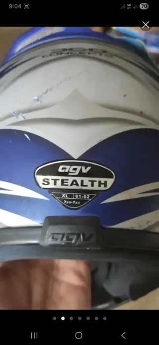 Casco AGV Azul y Plateado