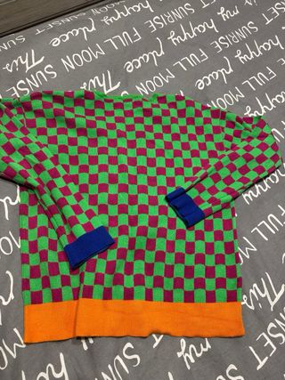 Jersey Surkana cuadros verde y fucsia Talla s