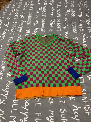 Jersey Surkana cuadros verde y fucsia Talla s