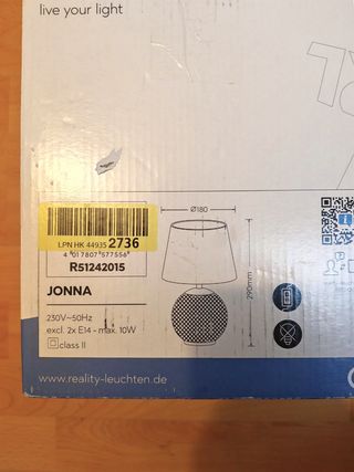 Lampada da tavolo Reality Jonna, NUOVA