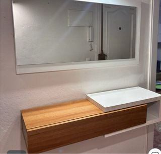 Mueble de entrada madera y blanco