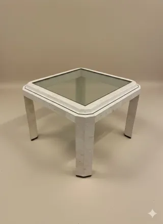 Mesa de centro de piedra y cristal