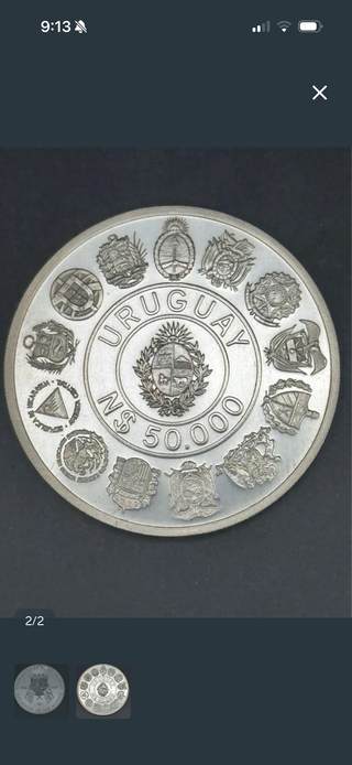 Moneda Uruguay 50.000 Nuevos Pesos 1991