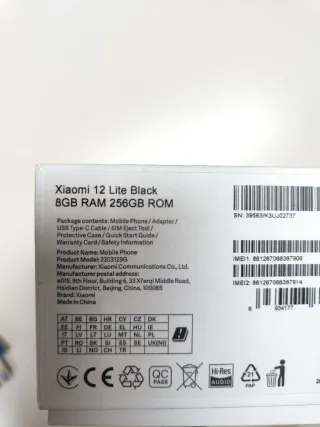 Xiaomi 12 Lite 8GB 256GB Nero