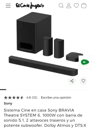 Sistema Cine Sony BRAVIA 1000W