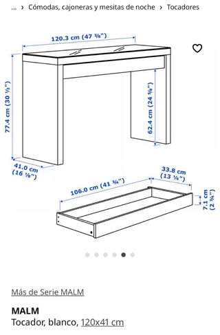 Tocador consola Ikea cristal blanco
