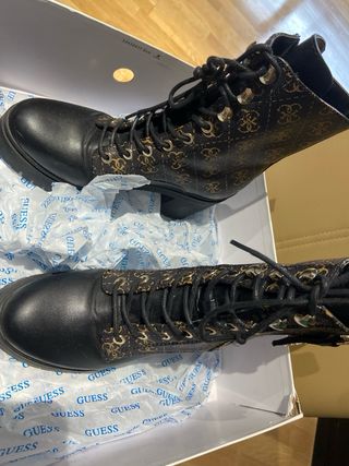 Botines Guess plataforma tacón marrón talla 36