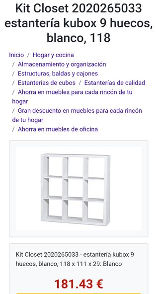 Estantería Kit Closet Kubox 9 huecos blanca