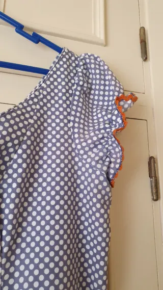 Bata Rociera azul con lunares blanco Talla 44/46