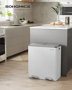 Cubo Basura Doble 2x30L Pedal Cierre Suave SONGMICS LTB60WT