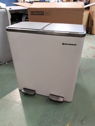 Cubo Basura Doble 2x30L Pedal Cierre Suave SONGMICS LTB60WT