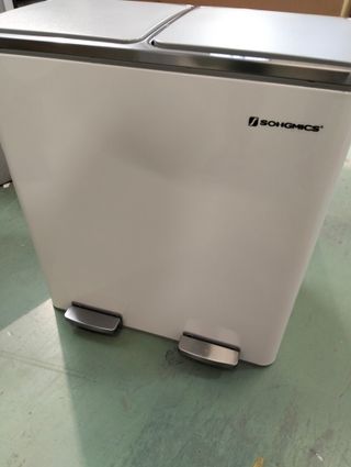 Cubo Basura Doble 2x30L Pedal Cierre Suave SONGMICS LTB60WT