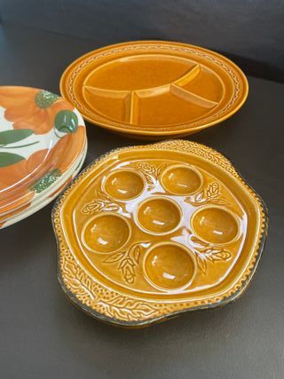 Set 5 piatti ceramica decorati fiori