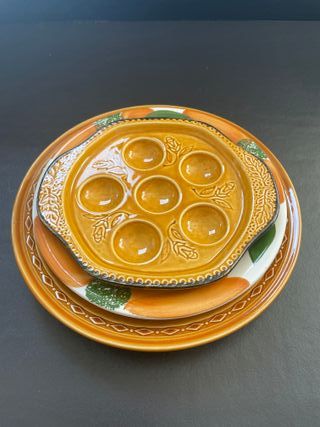 Set 5 piatti ceramica decorati fiori