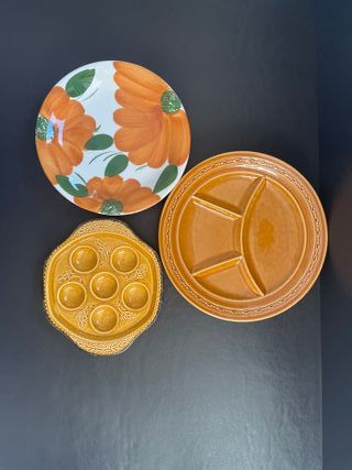 Set 5 piatti ceramica decorati fiori