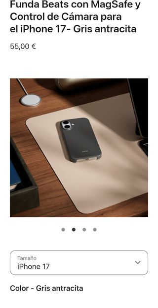 Apple Funda Beats MagSafe y Control de Cámara iPhone 17 - Gris