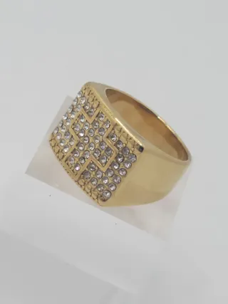 Anillo Cruz Acero Quirúrgico Chapado Oro