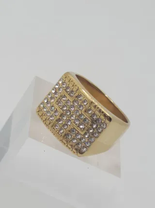 Anillo Cruz Acero Quirúrgico Chapado Oro