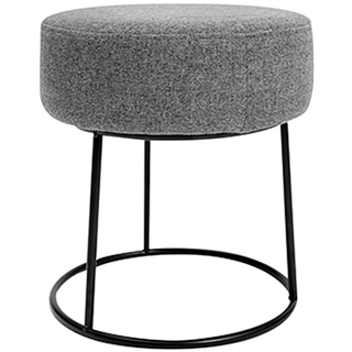 Otomana, tavolino da divano, poggiapiedi in tessuto grigio con gambe in metallo industriale