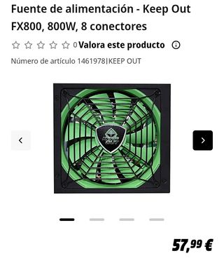 Fuente Alimentación Gaming Keep Out FX800 800W ATX