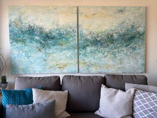 Cuadros abstractos, pintados a mano.Díptico grande