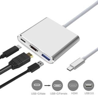 Adaptador Tipo-C a HDMI/USB/Tipo-C