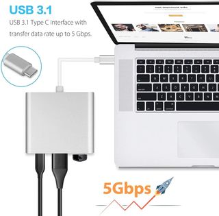 Adaptador Tipo-C a HDMI/USB/Tipo-C