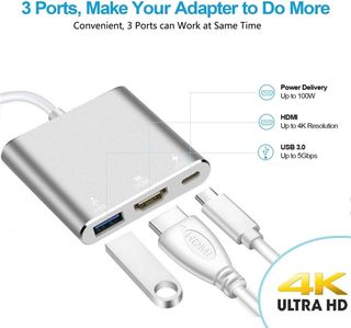Adaptador Tipo-C a HDMI/USB/Tipo-C