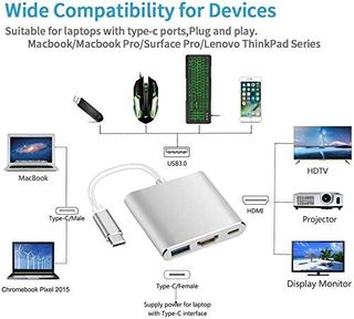 Adaptador Tipo-C a HDMI/USB/Tipo-C