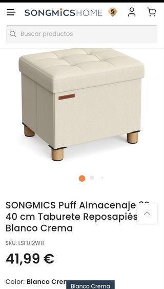 SONGMICS Puff Almacenaje, Baúl de Almacenaje Plegable, 32 x 40 cm, Taburete Reposapiés, Banco con Almacenamiento