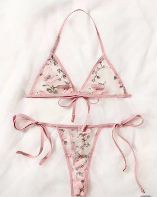 Conjunto lencería sexy encaje mariposas