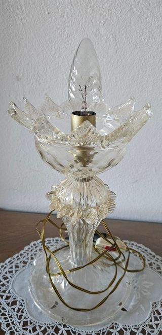 Lampadario Murano Cristallo Oro con due abat jour