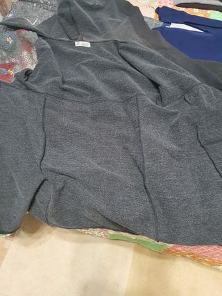 Abrigo gris con bordado mujer Talla M