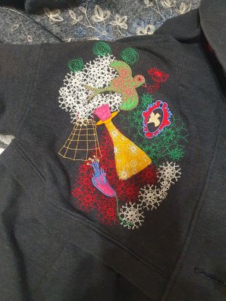 Abrigo gris con bordado mujer Talla M