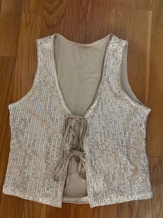 Top Shein Dorado Lentejuelas Mujer