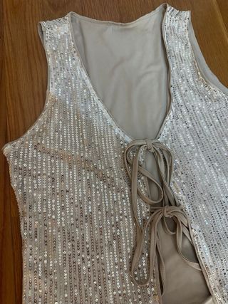 Top Shein Dorado Lentejuelas Mujer