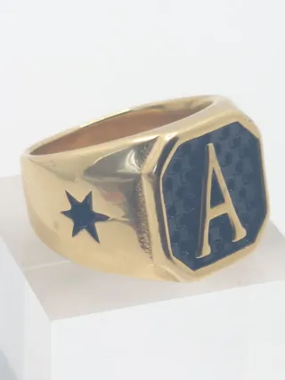 Anillo Acero Quirúrgico Chapado Oro A