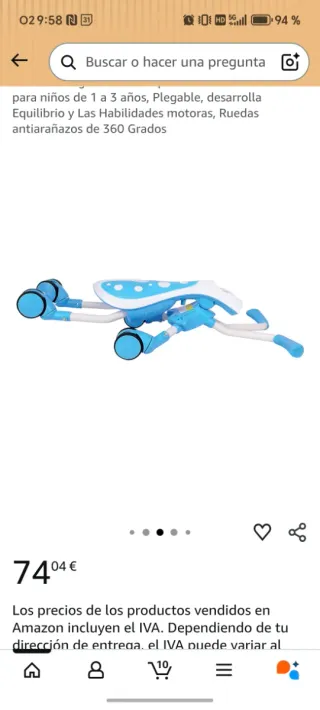 Scramblebug Bicicleta Equilibrio 4 Ruedas. 1-3años