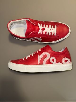Sneakers Trussardi Rosse con Dragone Bianco