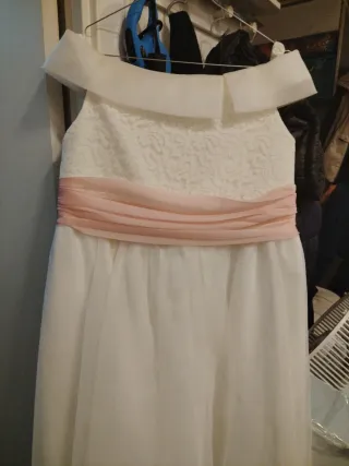 Vestido de comunión blanco y rosa
