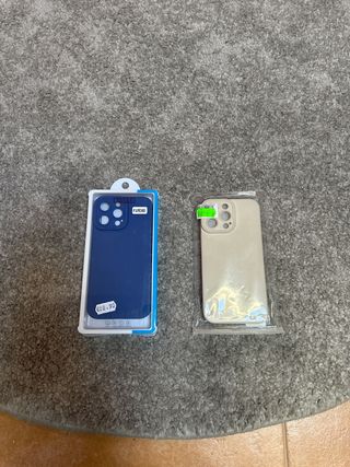 2 Fundas iPhone 14 Pro Max azul y beige