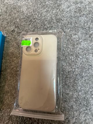 2 Fundas iPhone 14 Pro Max azul y beige