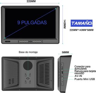 Navegador GPS 9" Mapas de Europa para Toda la Vida
