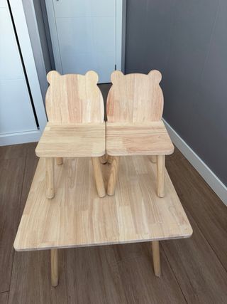 Tavolo e 2 sedie per bambini in legno orsetto
