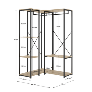 Guardaroba Metallico in Legno 167x90x100cm